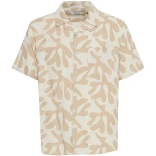 Kurzarmhemd SOLID "Kurzarmhemd SDOlavi", Herren, Gr. M, N-Gr, beige (oatmeal), Obermaterial: 58% Leinen LI. 42% Viskose CV., Hemden Kurzarmhemd