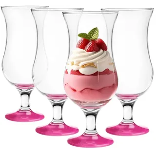 Glasmark Krosno Gläser Cocktailgläser Set Longdrink Cocktail Gin Bier Wasser Longdrinkgläser Cocktailgläser Trinkglas Wasserglas Glas Smoothie Dessert Spülmaschinenfest Rosa 4 x 420ml