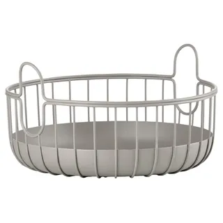 Zone Denmark Inu Korb zur Aufbewahrung, Kleiner Aufbewahrungskorb für Küche, Bad, Kinderzimmer, Home-Office, aus Metall, Durchm. 22 cm, Höhe 8 cm, Taupe