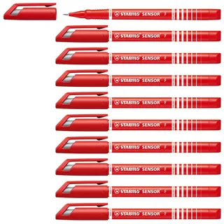 Stabilo - Fineliner mit gefederter Spitze - SENSOR F - fein - 10er Pack - rot