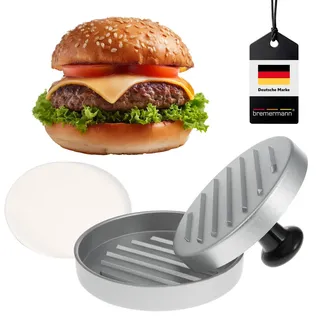 bremermann Burgerpresse, silber, Aluminium 50x Antihaft-Trennblätter , Alufarben , Metall , 12x7.5x12 cm , Grills, Grillzubehör
