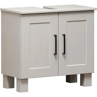 WELLTIME Waschbeckenunterschrank »Ulea« 1 Stk. tlg. Waschtisch aus Massivholz mit Bügelgriffen - Maße (B/T/H) 60/30/55 cm, weiß