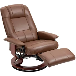 Homcom Relaxsessel Drehbar Fernsehsessel mit Liegefunktion, Fußstütze Kunstleder Braun , Kunststoff , Nachbildung , Füllung: Schaumstoff , 87x100x78 cm , Wohnzimmer, Sessel, Relaxsessel