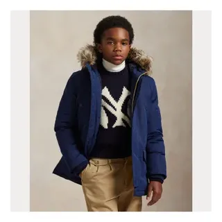 Polo Ralph Lauren für Jungen. 323970093001 Daunenparka mit navyfarbenem Kunstfell (14/16años=150/161cm), Lässig, Polyester, Marine, Kinderbe