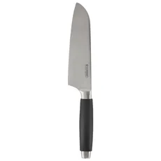 Le Creuset Santoku Messer, 18 cm 18/8 Edelstahlklinge mit glattem Schliff, Kunststoffgriff, Rostfrei, Schwarz/Silber, 98000218000300