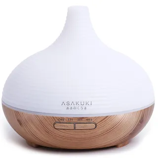 ASAKUKI 300ml Aroma Diffuser für Duftöle, Premium Ultraschall Luftbefeuchter Aromatherapie Öle Diffusor mit 7 farbigem LED Licht, BPA Free Schlafzimmer, Büro, Spa