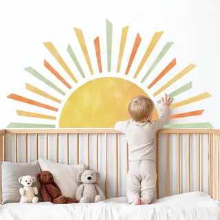 DECOWALL Boho Sonne Wandsticker mit Bibelvers Jesaja 60:1 für Kinderzimmer und Babyzimmer, christliche Wandaufkleber, große Wanddeko (SG2-2523)