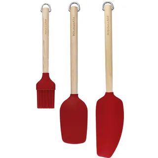 KitchenAid KQR751OHE Teigschaber Löffel Backpinsel 3-teiliges Backset rot - Rot