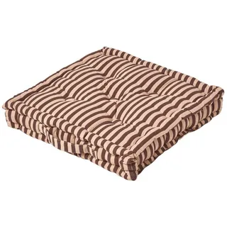 Homescapes Sitzkissen braun-beige gestreift 50/50/10 cm , Textil , Gestreift , Füllung: Polyester , Quadratisch , 50x10x50 cm , Oeko-Tex® Standard 100 , Heimtextilien, Wohntextilien, Kissen