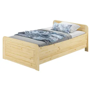 Seniorenbett extra hoch 120x200 Einzelbett Holzbett Gästebett Massivholz Zubehör wählbar V-60.42-12ohne Zubehör - Naturbelassen
