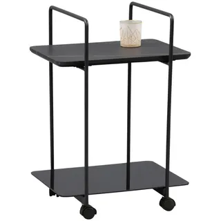 Servierwagen , Schwarz , Metall, Glas, Holzwerkstoff , rechteckig , 35x65x45 cm , einfacher Aufbau , Esszimmer, Barmöbel, Barwagen