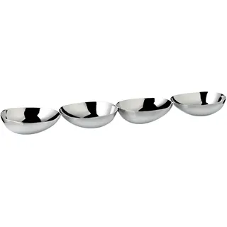 EDZARD 4-Fach Snackschale Luma (Ø 7 cm, L 38 cm) | Servierschalen auf Tablett in Edelstahl, Dekoschale, Obstschalen, Servierschüssel