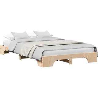 vidaXL Bettrahmen Natur 120 x 190 cm Massives Kiefernholz - Braun