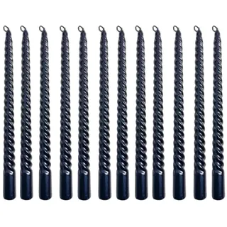 【Cadzyre】Kerzenset mit 12 Stück, 25 cm hoch, 2 cm breite konische Kerzen, Feiertagskerzen, Taufkerzen, Opferkerzen, (Schwarz)