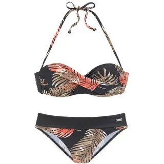 LASCANA Bügel-Bandeau-Bikini mit abnehmbare Träger LASCANA schwarz-bedruckt Gr.34 Cup B