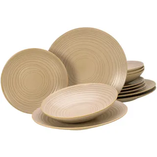 CreaTable Kombiservice 12-tlg. Lava Stone Sandfarben