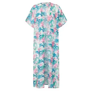Pepe Jeans für Damen. PLB10513 Mehrfarbiger Hibiskus-Kaftan (UNICA), Strandbekleidung, Polyester, Kurzarm