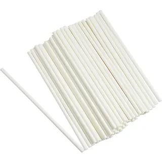 Homéa, Set mit 50 Trinkhalmen aus weißem Karton, 20 cm