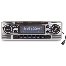 Caliber Retro Autoradio - Auto Radio Bluetooth USB - FM - 1 DIN Radio Auto - Autoradio mit Bluetooth Freisprecheinrichtung - Chrom