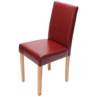 Mendler Esszimmerstuhl Littau, Küchenstuhl Stuhl, Kunstleder ~ rot, helle Beine