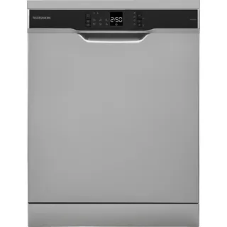 Telefunken Geschirrspüler freistehend 60 cm, Spülmaschine Silber, 12 Maßgedecke, 6 Programme, AquaStop, Eco, GFS6012DI - Silber