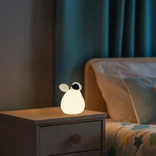M mimotec - Nachttischlampe mit Touch-Funktion für Kinder, Maus LED, warme Temperatur (3000 K) + kalte Temperatur (6500 K), kreatives Design und Opal-Finish, ideal für Kinder. LM9204