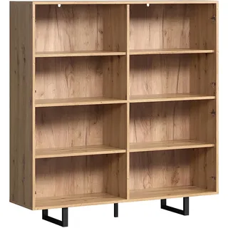 trendteam smart living - Sentra - Korpus für Highboard - Artisan Eiche - Sideboard mit 8 Fächern - (BxHxT) 124 x 136 x 40 cm - schwarze Metallfüße - kratzfest