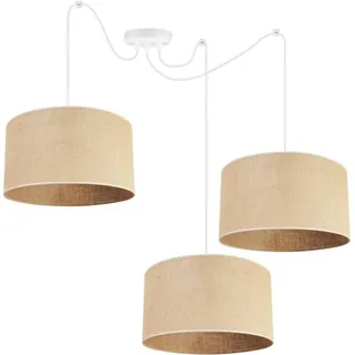 Juta Spider Hängelampe - Hängeleuchte in Spinnenform – Spinne Lampe mit 3 Kopf - Pendelleuchte aus Metall und Jute - Weißes Kabel - Multi 35 - Bunt