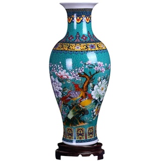 ufengke Jingdezhen Große Fishtail Keramik Bodenvase,Blumenvase,Handgefertigte Dekorative Vase für Hause,Höhe 18.11"(46cm) Blau