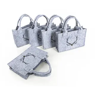Logbuch-Verlag 5 kleine Geschenktaschen mit Hirsch 21 x 14 x 6 cm Verpackung Filztasche für Geschenke bayerisch Geschenkverpackung aus Filz