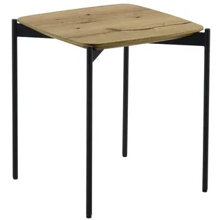 Venjakob Beistelltisch , Schwarz, Eichefarben , Holz, Metall , Wildeiche , furniert , quadratisch , rund , 43x49x43 cm , Goldenes M , Wohnzimmer, Wohnzimmertische, Beistelltische, Beistelltische Metall