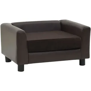 vidaXL Hundesofa Braun 60x43x30 cm Plüsch und Kunstleder - Braun