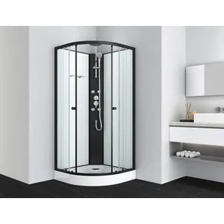 SANOTECHNIK Reload Komplettdusche mit Schiebetür 90 x 215 cm schwarz Klarglas, Duschwanne