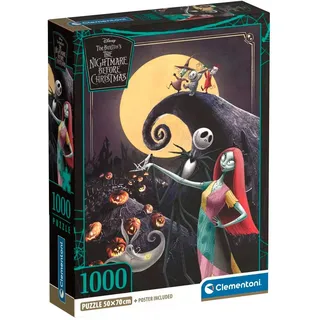 CLEMENTONI Puzzle Disney Nightmare Before Christmas 1000 Stücke | Compact box - Puzzle für Erwachsene 14 - 99 Jahre, Geschenk für Mann und Frau, Made in Italy, 37060