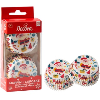 Decora, 0339897 Förmchen Frohe Weihnachten, 50 x 32 mm, zum Backen, Präsentieren und Verschenken von Muffins und Süßigkeiten, hitzebeständig bis 180 °C, in praktischer Blisterverpackung, hergestellt