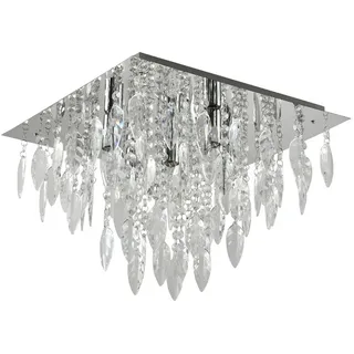 M2 OUTLET MextronicLED-Kornleuchter Silber eckig, Chrom, Ø42cm, klar mit Besätzen