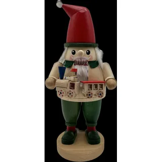Holz Nussknacker Zwerg mit Eisenbahn bunt Höhe 23cm Wichtel Kobold Gnom Design
