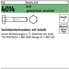 Bild Sechskantschraube ISO 4014 Schaft M12x 45 8.8 galv.verz. 100 Stück