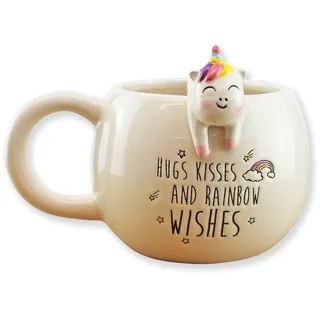 Winkee - Pet Friends Kaffeetasse Einhorn I Die süße Kaffee-Tasse & Tee-Becher in groß I Cute Coffee Mug I Große Tasse ca. 350 ml - Weiß