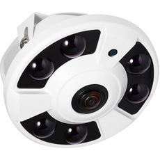 Revotech 3MP Dome Überwachungskamera, 48V POE IP Kamera HD Indoor Fisheye Panorama 1,7mm Objektiv (170° FOV), 6 Array IR LED 10m Nachtsicht, Bewegungsalarme, Fernsicht (IF02-POE Weiß)