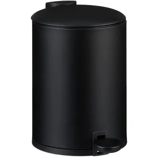 Relaxdays Bad-Mülleimer , Schwarz , Metall, Kunststoff , Rund , 17x24x26 cm , Haushalt & Kleinelektro, Reinigung, Mülleimer & Abfallsammler