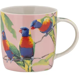 Maxwell & Williams DX1124 Kaffee-Becher rund Loris, 370 ml – Porzellan-Tasse, Bird Talk, Tier-Motiv bunt, Geschenkbox