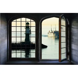 Queence »Leuchtturm« Wandsticker, Wandbild, selbstklebend, 3D, Fenster,