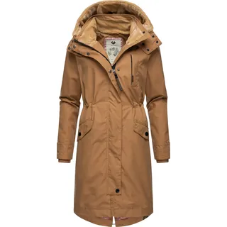 Kurzmantel RAGWEAR "Kurzmantel Nicco", Damen, Gr. XXL, braun (camel), Obermaterial: 65% Polyester PES. 35% Baumwolle CO.  Obermaterial: Futter: 100% Polyester PES. 100% Polyester PES., Mäntel Kurzmantel