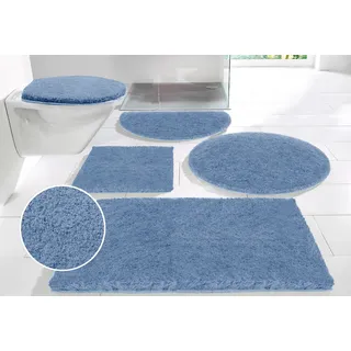 my home Badematte »Porto, sehr feiner Flor, weich« Höhe 30 mm rutschhemmend beschichtet fußbodenheizungsgeeignet   schnell trocknend   strapazierfähig Badteppich, waschbar, Badematten auch als 3 teiliges Set erhältlich, blau