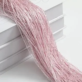PTNKUIIY 2 Stücke Fadengardinen 100 x 200 cm Fadenvorhang Türvorhang Fäden Fliegenvorhang Raumteiler Tür Vorhänge Hintergrundvorhang Seilvorhang Dekovorhang für Party Hochzeit Raumdekoration -Rosa