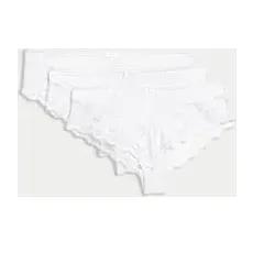 Womens M&S Collection 3er-Pack Brazilian-Slips mit Spitzenbesatz - White, White, UK 10 (EU 38)