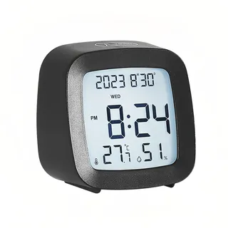 Lancoon LCD Kleiner Wecker mit Touch Button Temperatur Luftfeuchtigkeit Desktop Max/Mix Record 12/24 Stunden Woche Kalender für Zuhause Nachttisch Büro Studenten Tisch