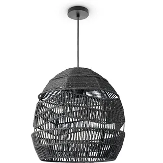 Paco Home VILLA 1-flg. Ø 31 cm rund schwarz Rattan