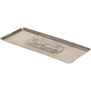 Tablett Dekotablett Dekoschale silber Metall Deko Kerzentablett Großes Tablett, 55 x 22 cm - Silber